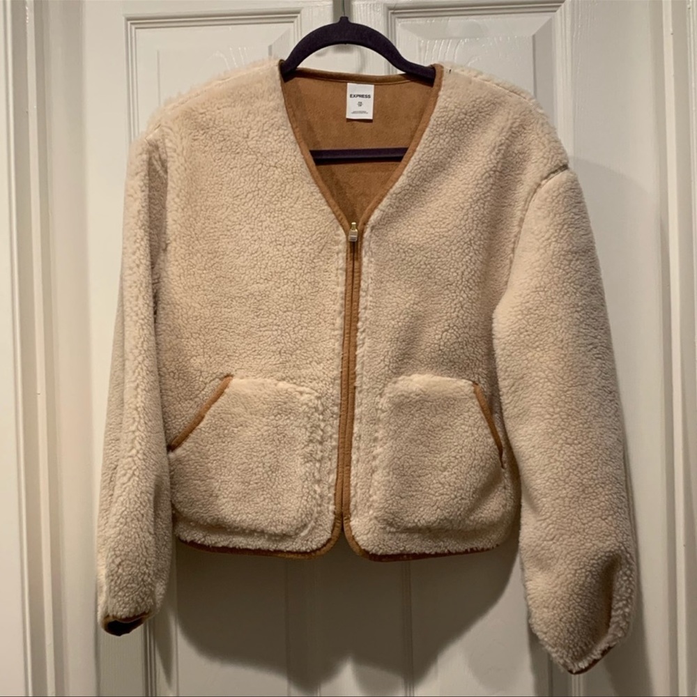 NWT Express Sherpa and Suede Coat - Picture 4 of 13